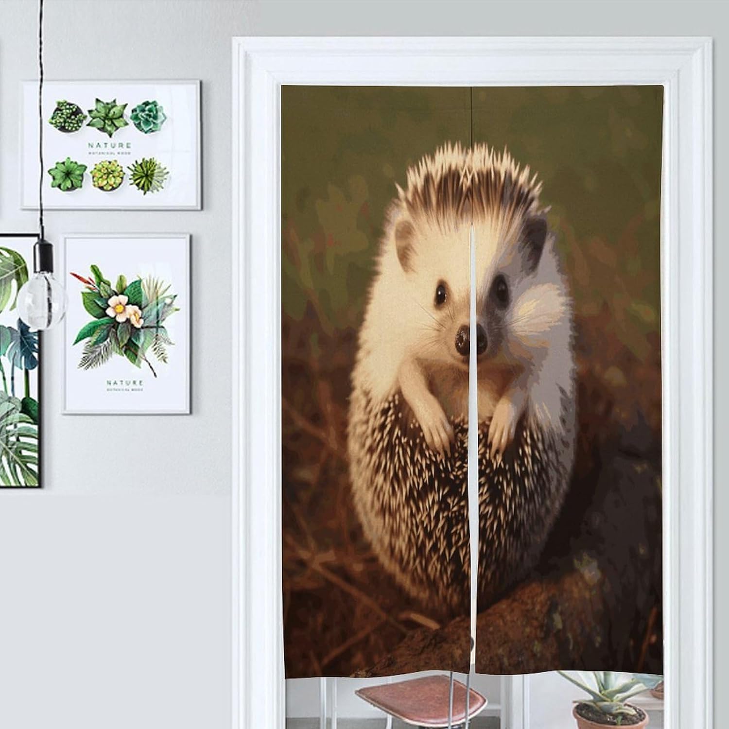 Baby Hedgehog Door Curtain, Linen Soft and Washable Doorway Curtain, Closet Curtains for Bedroom Living Room Kitchen, 17 X 57 Inch, 2 Panels