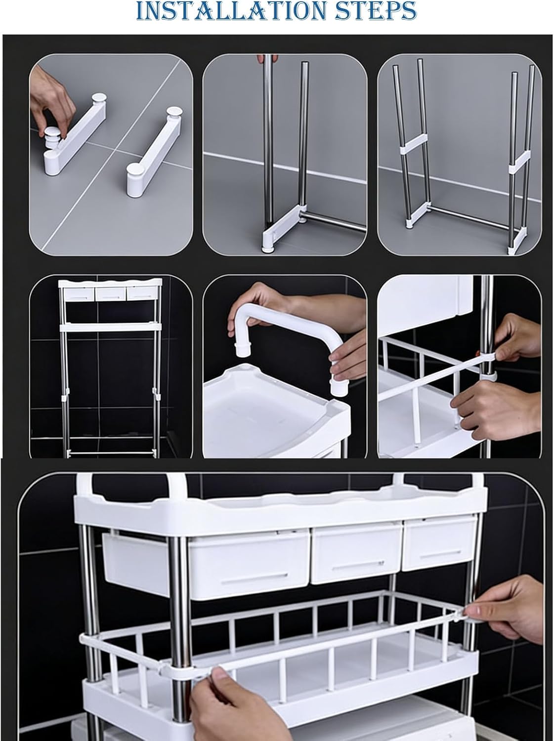 2-Tier Over Toilet Rack,Over the Toilet Storage Shelf with Drawers, Bathroom Shelving Over Toilet,Stainless Steel,Easy to Take and Assemble,Space Saving Design,for Bathrooms Toilet(White)
