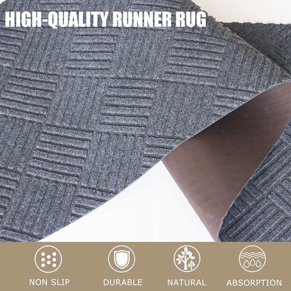 2' x 6' Non Slip Runner Rug for Hallway Indoor Outdoor, TPR Backed Carpet Runner for Entryway, Laundry, Kitchen, Garage, Custom Size Washable Floor Mat for High Traffic Areas - Image 4