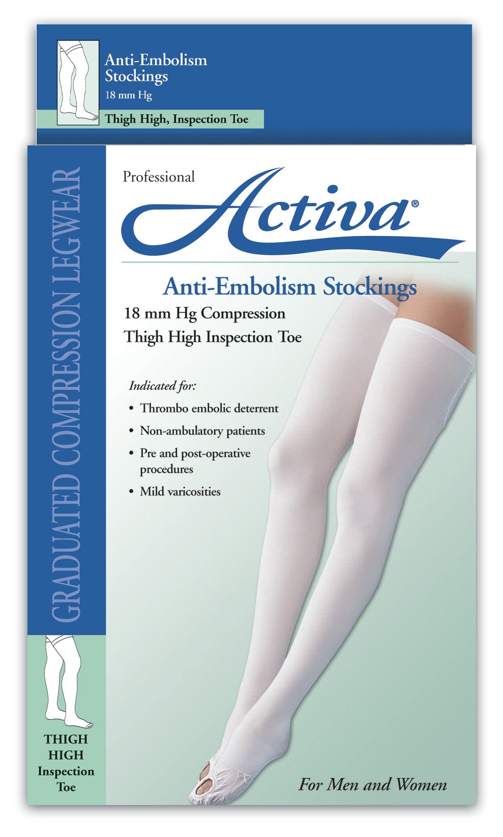 Activa Anti-EMB 18 mmHg Thigh High Inspection Toe Stockings,