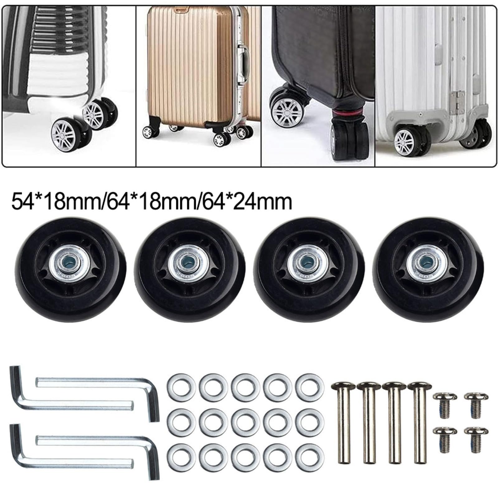 Rhinenet - 4 Roulettes De Rechange Universelles Pour Valises - 60 Mm - Rotation 360° - Faciles à Installer