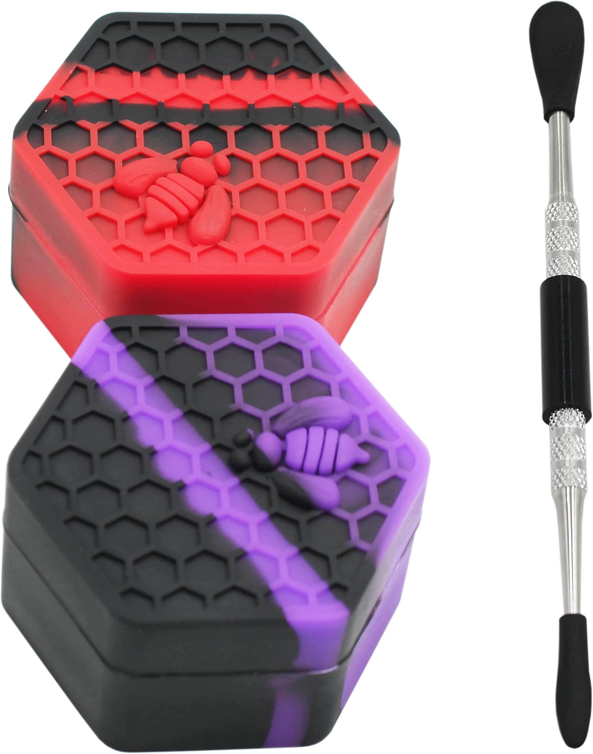 26ml Hexagon Silicone Container Non-stick Honeybee Jars with Carving Tool