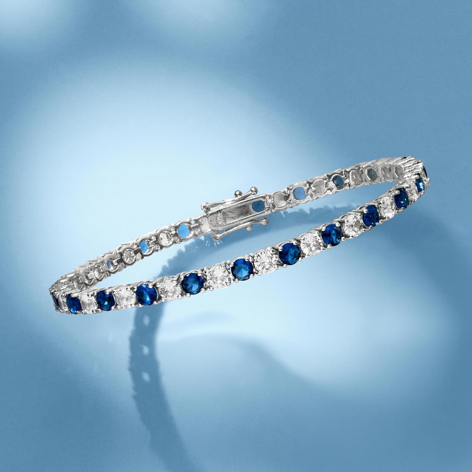Ross-Simons 4.35 ct. t.w. Simulated Gemstone and 4.35 ct. t.w. CZ Tennis Bracelet in Sterling Silver - Image 4