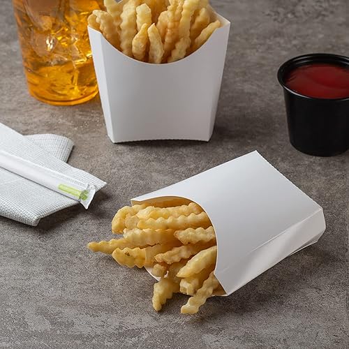 Miniatura 9 de Restaurantware Bio Tek - Taza de papas fritas desechables de 3.9 x 2.6 x 3.5 pulgadas, 100 vasos desechables para refrigerios, papel turquesa