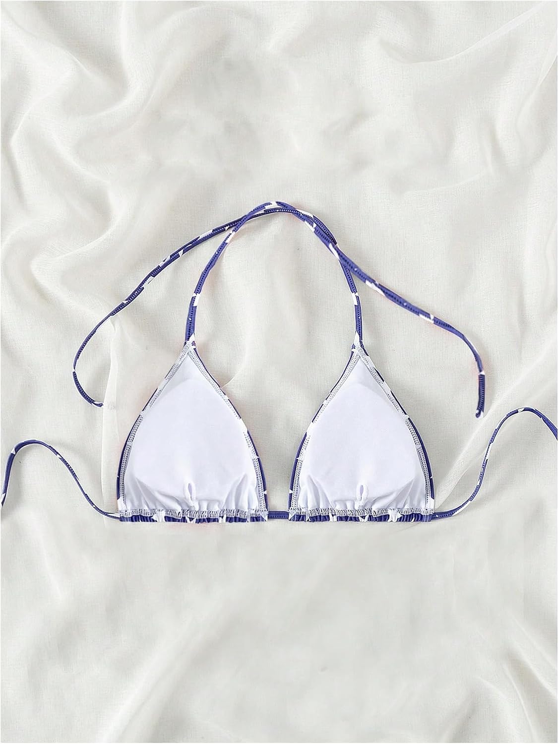 MakeMeChic Women's Flag Bikini Top Halter Tie Back Triangle Bathing Suit Beach Vacation Swimsuit