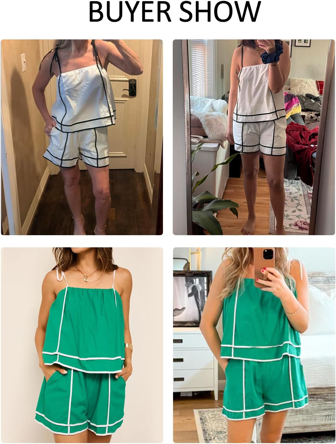 Yousify Women 2 Piece Lounge Sets Summer Casual Tie Strap Vacation Top Shorts Set with Pockets