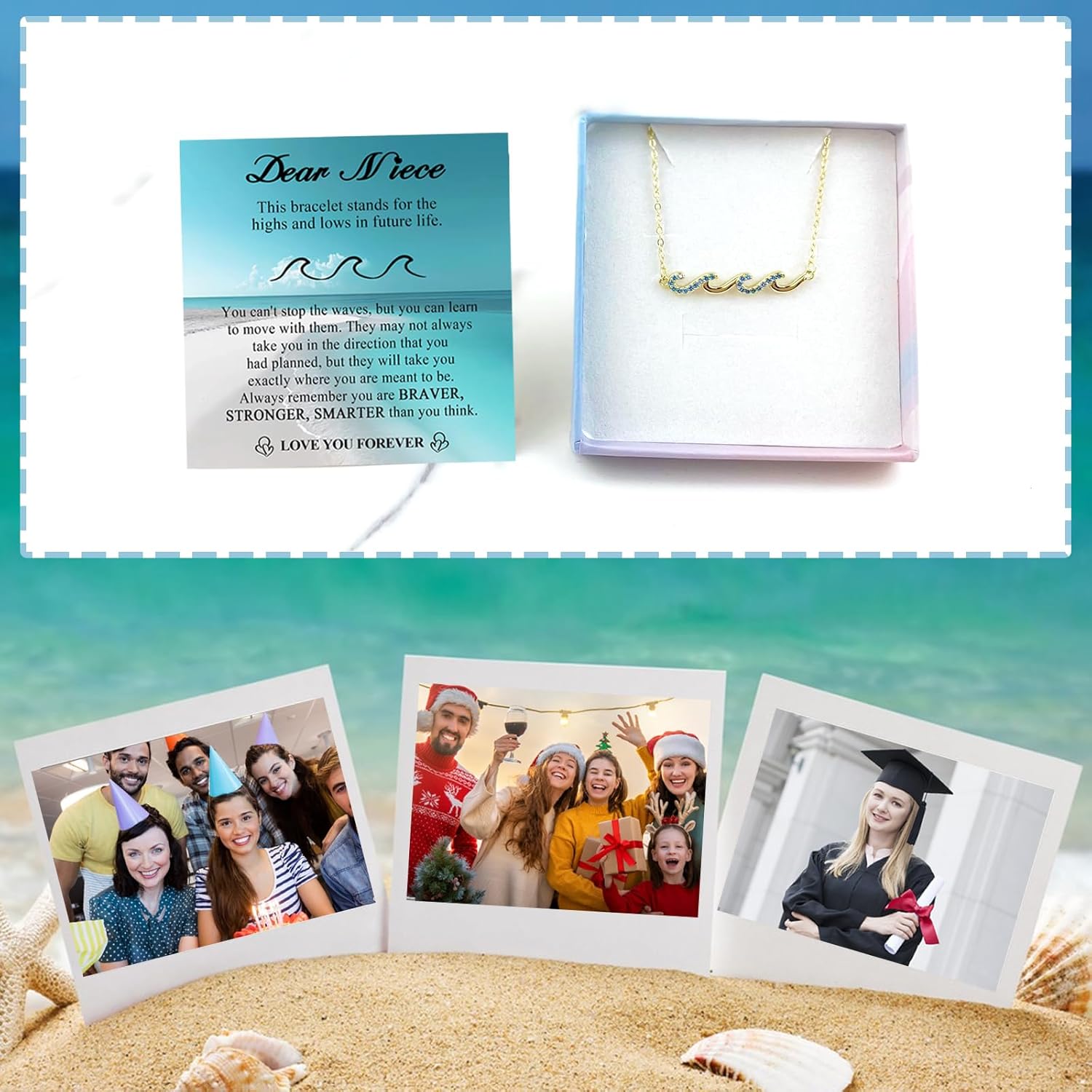 Wave Bracelet Gifts for Women, Silver Gold Waves of Life Bracelet Christmas Birthday Gift for Friend Daughter Mom Granddaughter Niece Bestie BFF Sister - Image 3