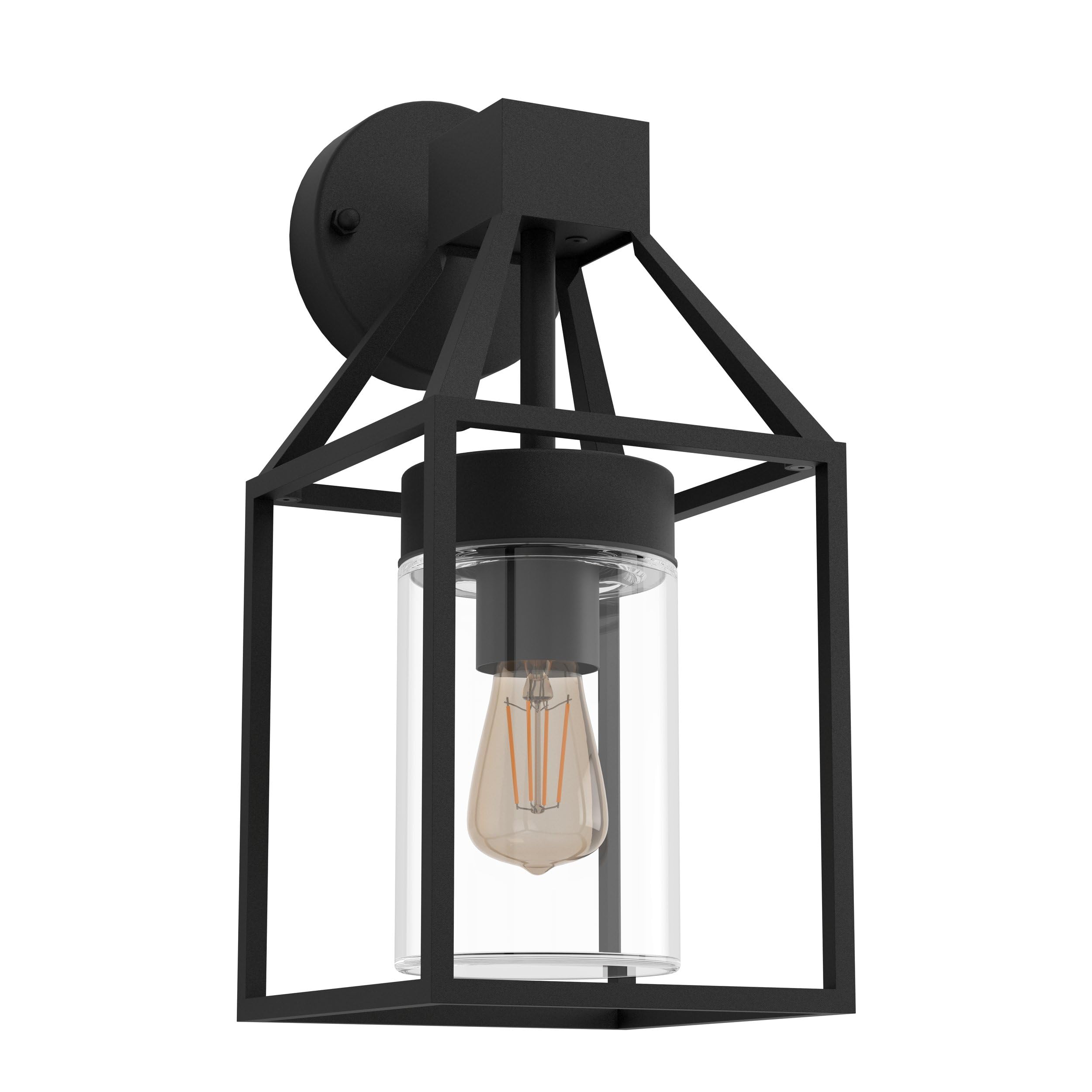 Eglo Trecate Modern Lantern Style Black Clear Outdoor Wall Light from B&Q