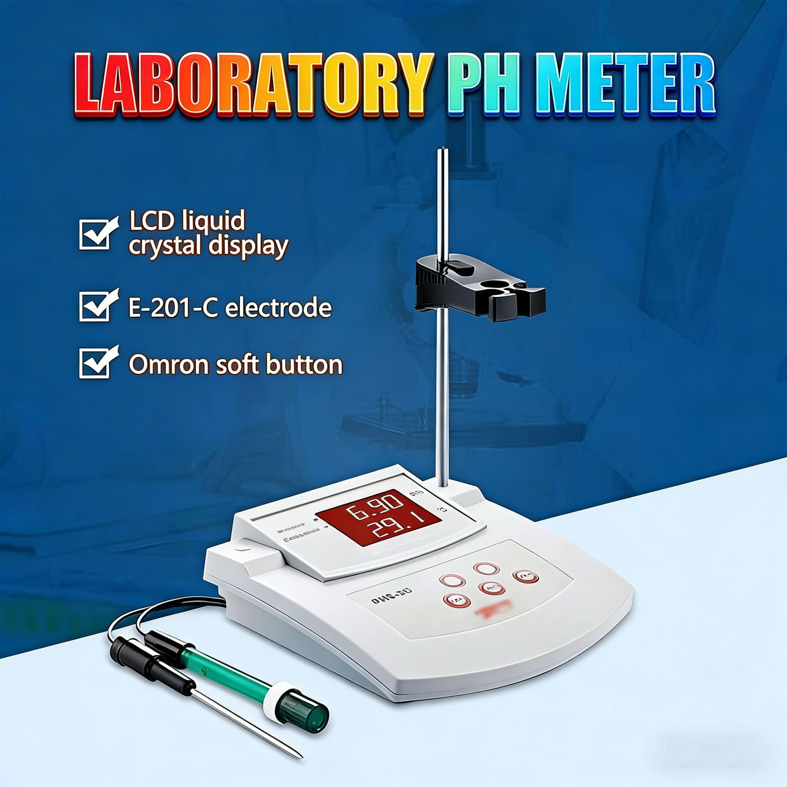 Analizator temperatury PH, cyfrowy tester z podwójnymi elektrodami, automatyczna kalibracja do dokładnego pomiaru jakości wody w akwariach, basenach i laboratoriach