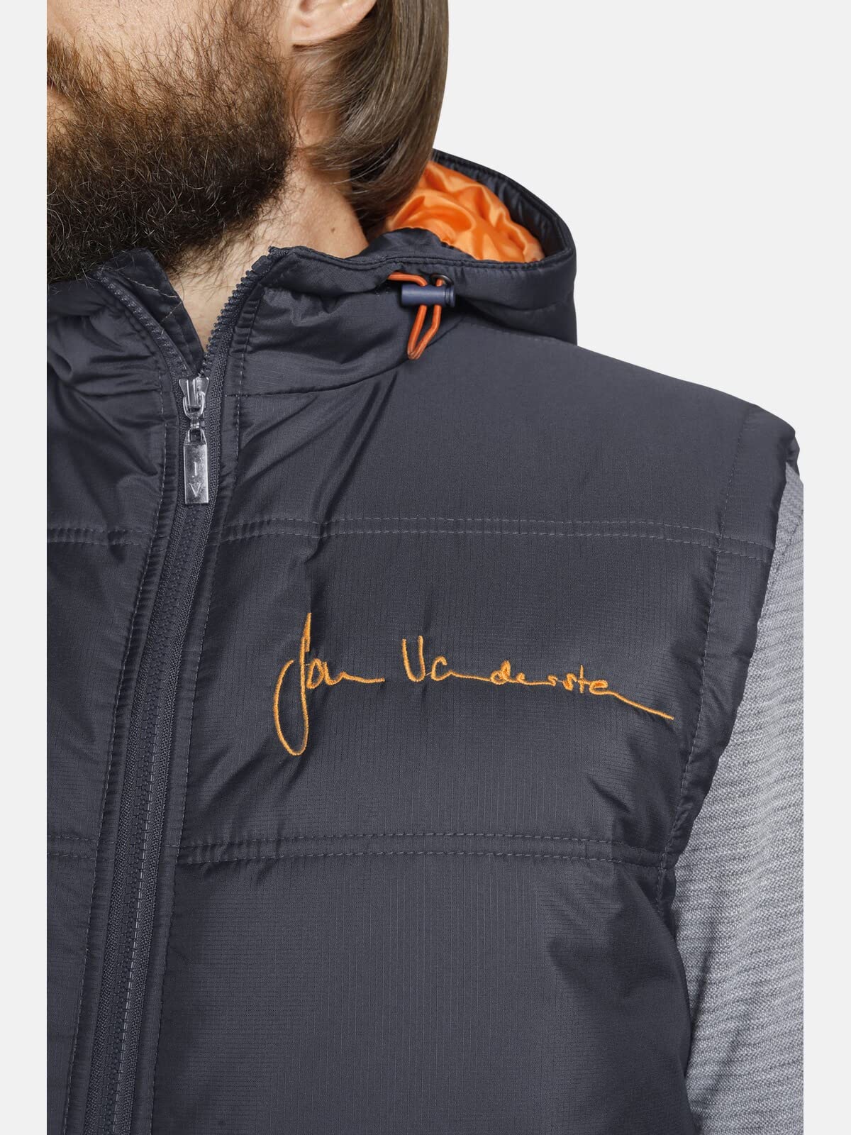 Jan Vanderstorm Herren Outdoorweste Nithard | Funktionsweste mit Reißverschluss | Kapuze | warmes Futter | große Größen L-7XL