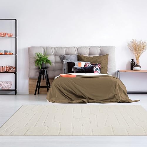 Miniatura 7 de LUXE WEAVERS Alfombra abstracta alta baja crema 5x7 alfombra geométrica