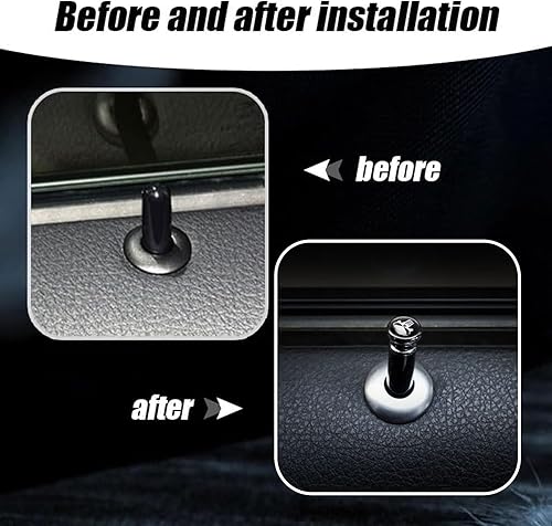 Miniatura 2 de Yumfugu 4 pernos para cerradura de puerta de automóvil, aleación con patrón de fibra de carbono, cubierta de perno para manija de puerta, accesorios