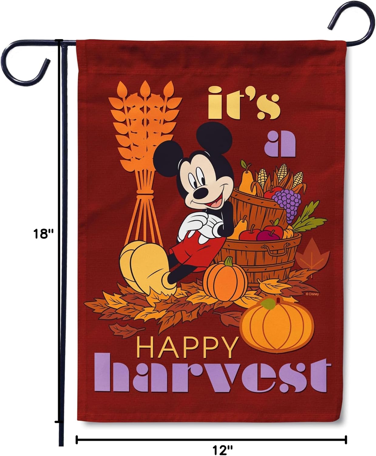 Flagology, Disney, Mickey Mouse, Happy Harvest Mickey – Garden Flag 12" x 18", Fall, Outdoor/Indoor, Exclusive Premium Fabric, Officially Licensed Disney