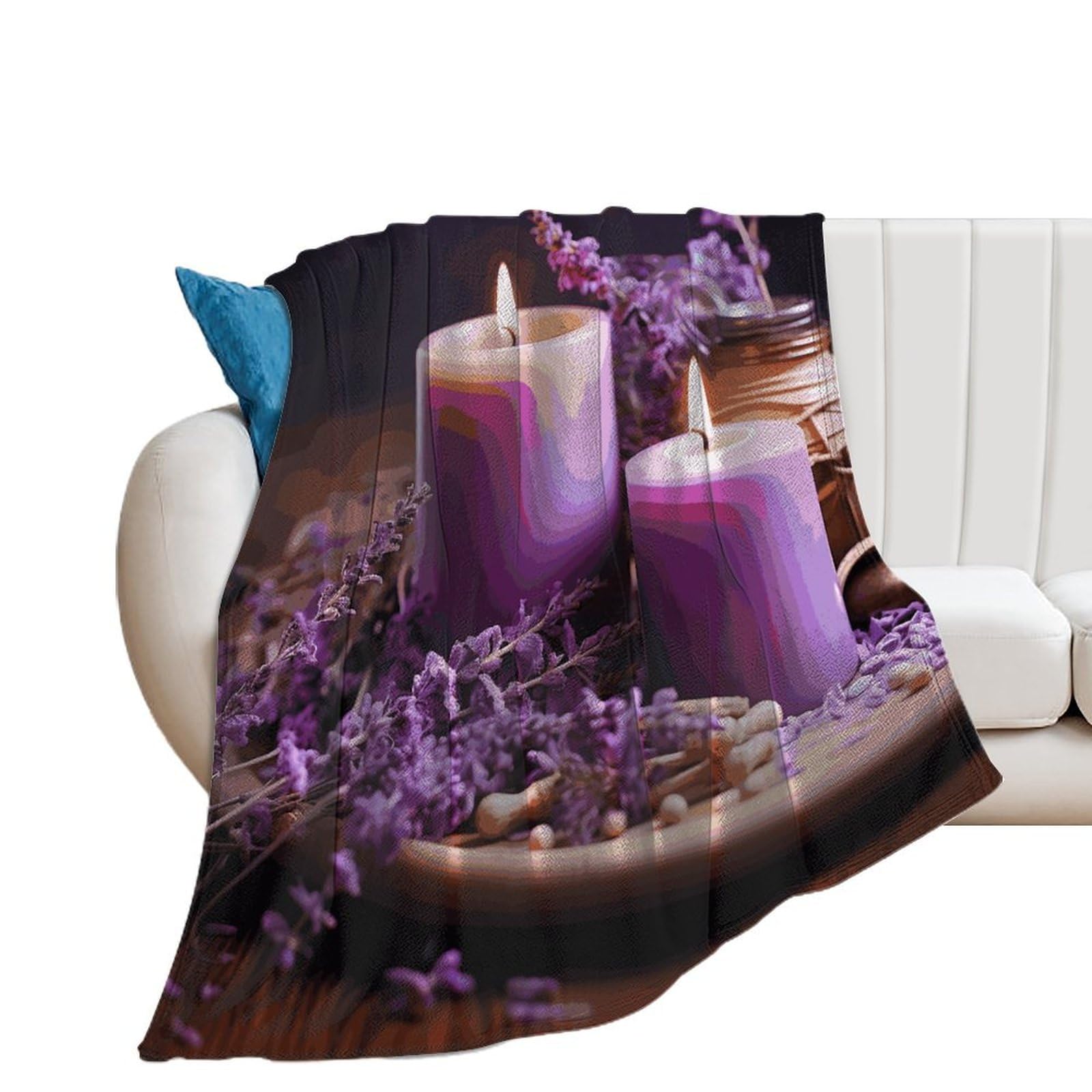 Couverture en flanelle violette pour lit et voyage, plaid chaud nomade