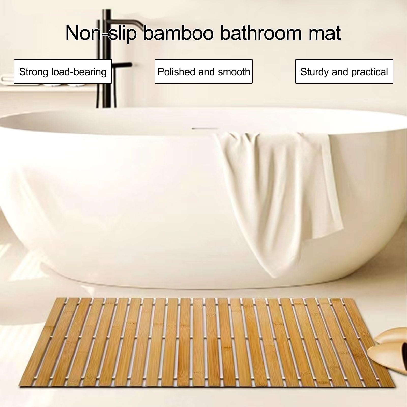 Pedana Doccia Quadrata, Pedana Bambù, Interno, Esterno, Tappetino Bagno, La Vasca Da Bagno E La Zona Piscina, Tappeto Vasca Antiscivolo, Pedana Per Doccia(Yellow-a)
