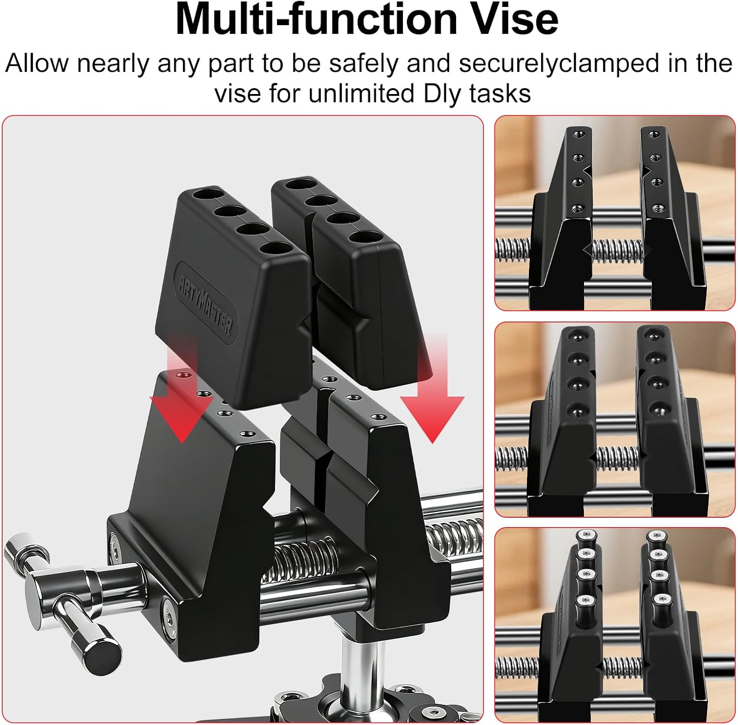 360° Rotating Bench Vise with Quick-Release Ratchet Wrench - Versatile Woodworking & Pipe Vise for Home Improvement - 4 Inch Workbench Vise for Carving, Repair & DIY Projects (WT117B)