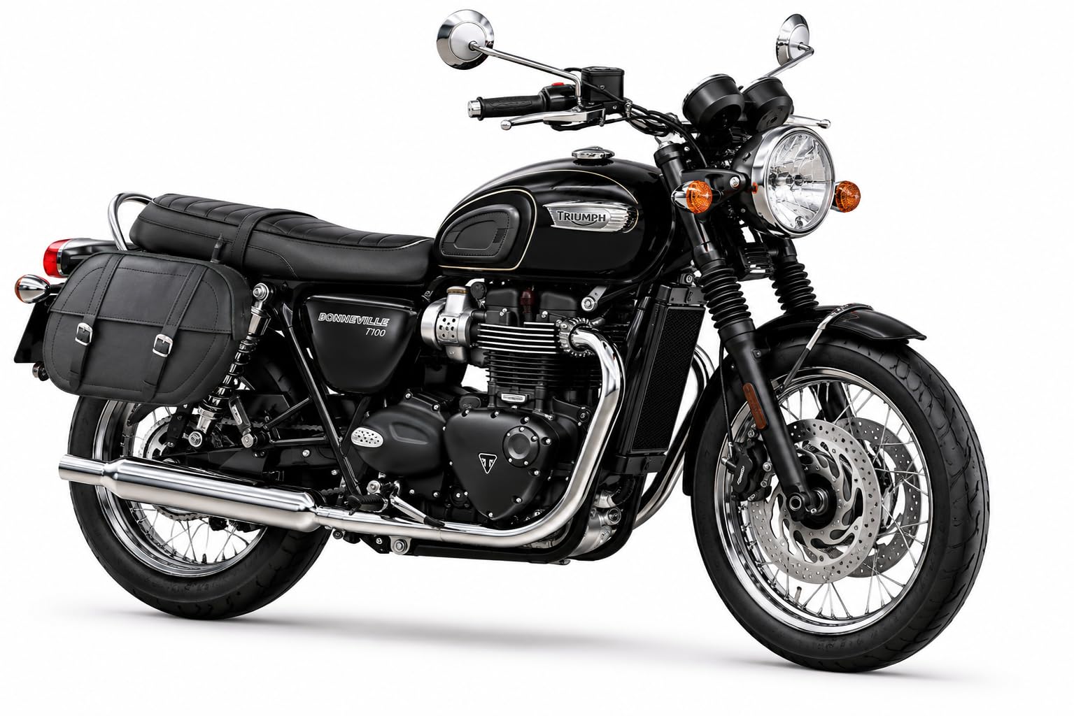 WinNet Coppia di Borse bisacce valigie laterali Rigide in Pelle cuoio Custom compatibili con Triumph Bonneville T100 T120 speedmaster