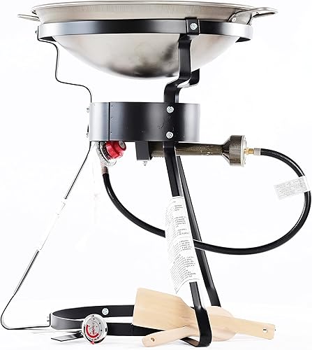 Miniatura 14 de King Kooker 24WC horno portátil de propano para exterior, gran resistencia, 24 pulgadas, con wok de acero de 18 pulgadas