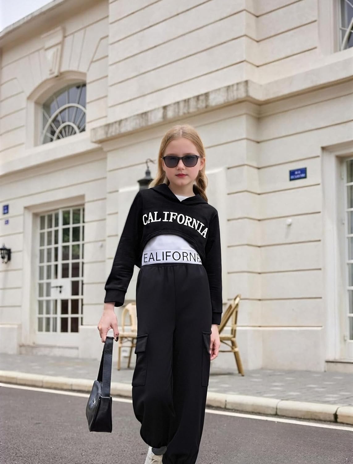 Girls Clothes 3 Piece Outfits Hoodie Pullover Sweatshirts Cool Crop Tank and Sweatpants Set Teen Girls Outfits - Image 3