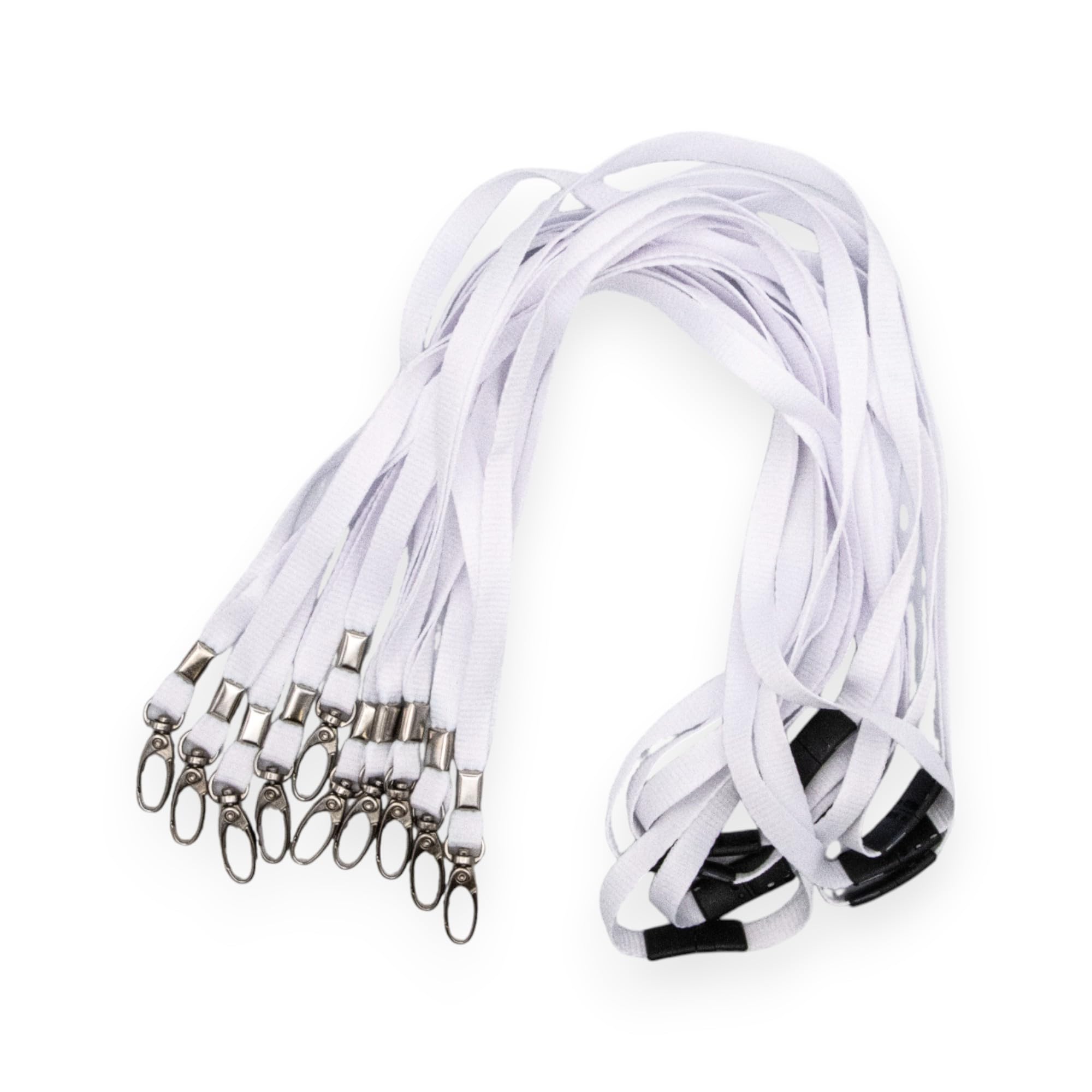 Lanyards for Neck - 10 Pack of White Lanyards x 10, 10mm Wide, 45cm Length, Plastic Safety Breakaway, Metal Lobster Clip, Recycled Polyester for Staff, Students & More - ALG ID Cards — image 1