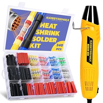 haisstronica 340 PCS All in One Set with Solder Seal Wire Connectors,31 Heat Shrink Tubing and Heat Gun,Solder Sticks Wire Terminals Electrical Connectors for Automotive, Marine, Trailer Wiring