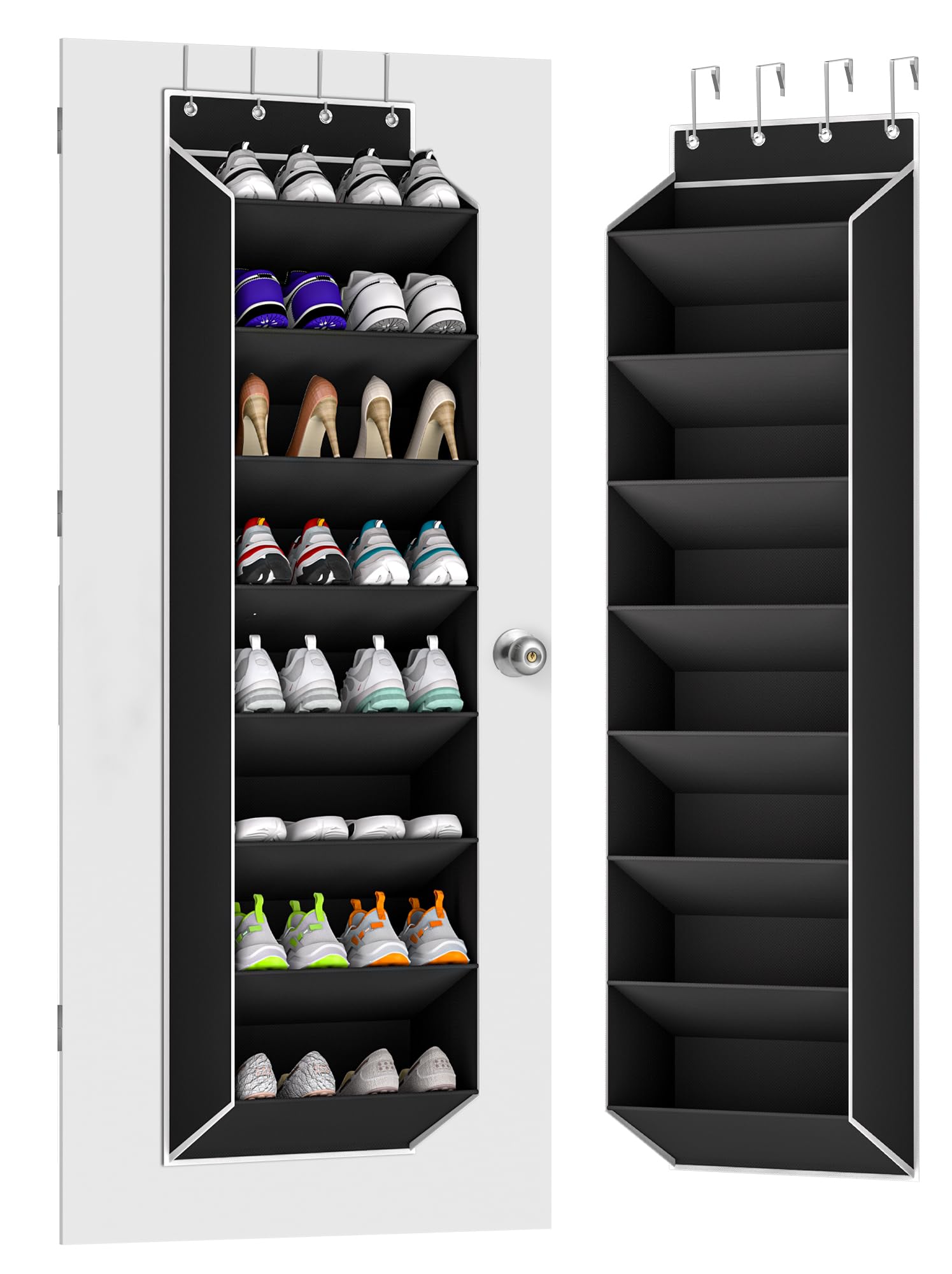 KYEVIS Over The Door Shoe Organizer Storage Fit 16-24 Pairs Hanging Shoe Rack Organiser for Closet Door, Deep Pocket Shoe Holder for Sneakers,Boots Storage(1 Pack Black)