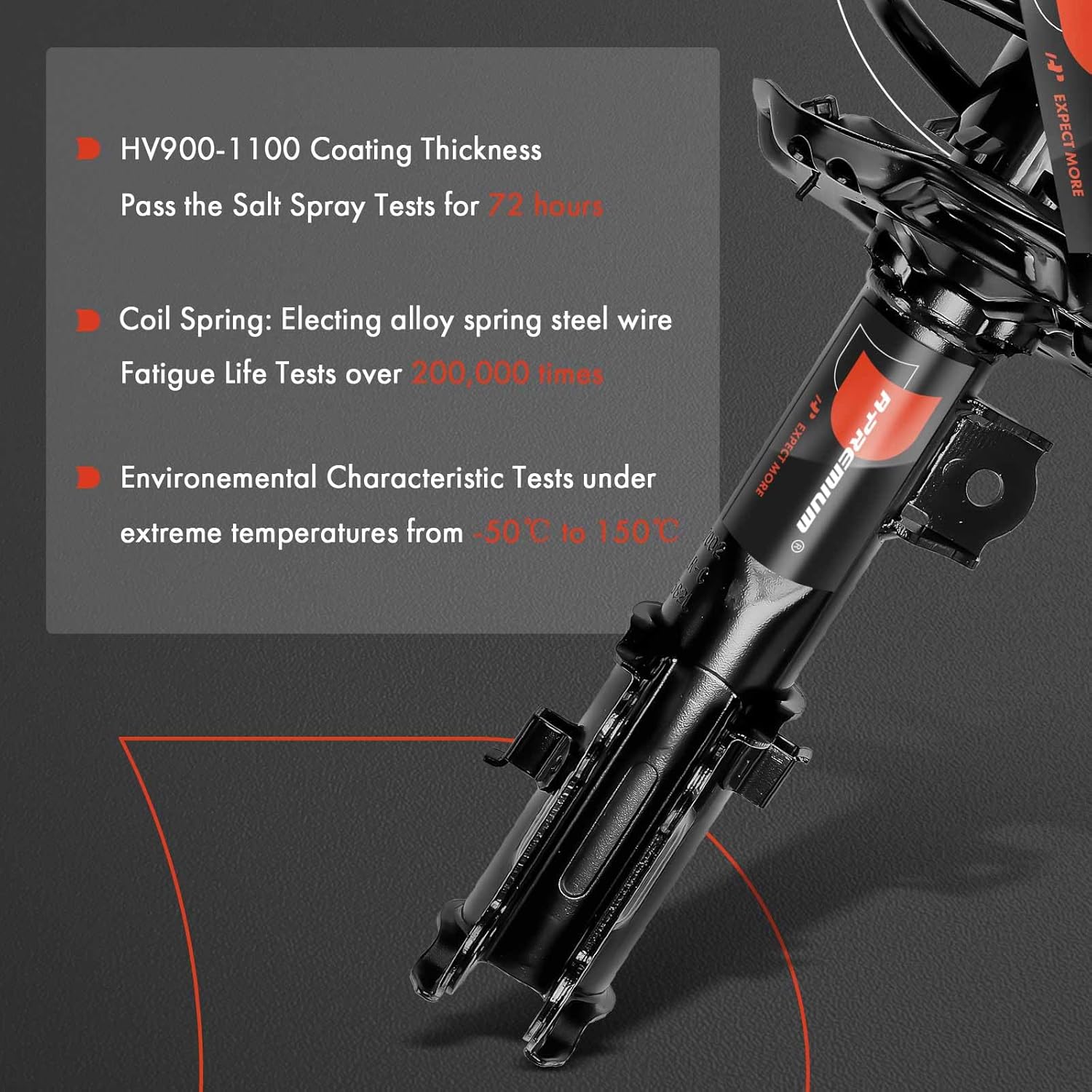 A-Premium Front Complete Struts Compatible with Hyundai Kona 2018-2023 - 2x Replacement Suspension Shock Absorber with Coil Spring Assembly