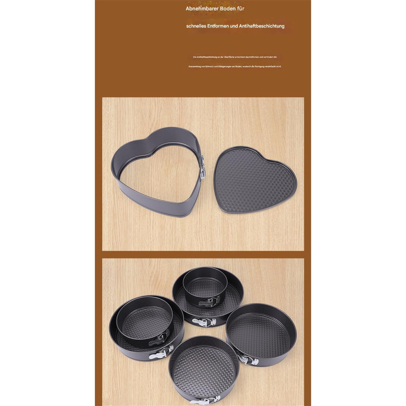 Springform Set Rund Quadratisch Herz Kuchenform Backform Tortenform Blechkuchen Springform (A)