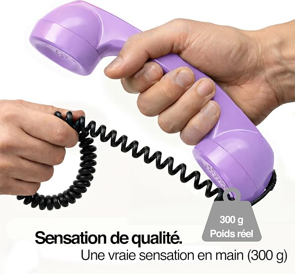 Opis Technology 60s Micro – Combiné Téléphone Portable Rétro pour Smartphone (USB-C + Jack 3,5 mm) – Compatible iPhone 15+, Android, PC – Adaptateur Inclus (Rosa) - 5