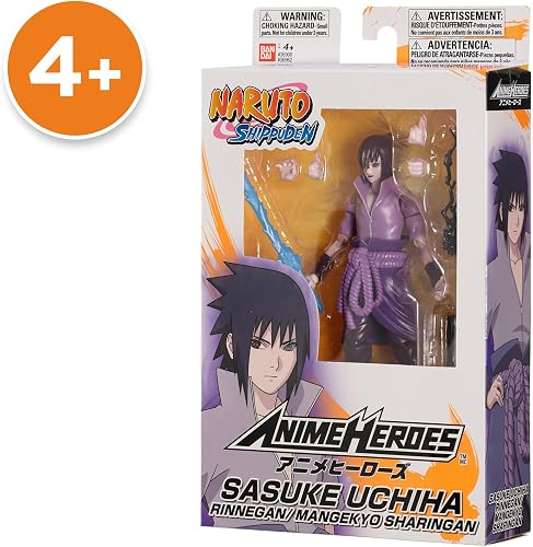 BANDAI - Anime Heroes - Naruto Shippuden - Sasuke Uchiwa Anime Heroes Figura da 17 cm - Figura snodata di Sasuke Rinnegan/Mangekyo Sharingan - Giocattolo per bambini dai 4 anni in su - 36962 - 8