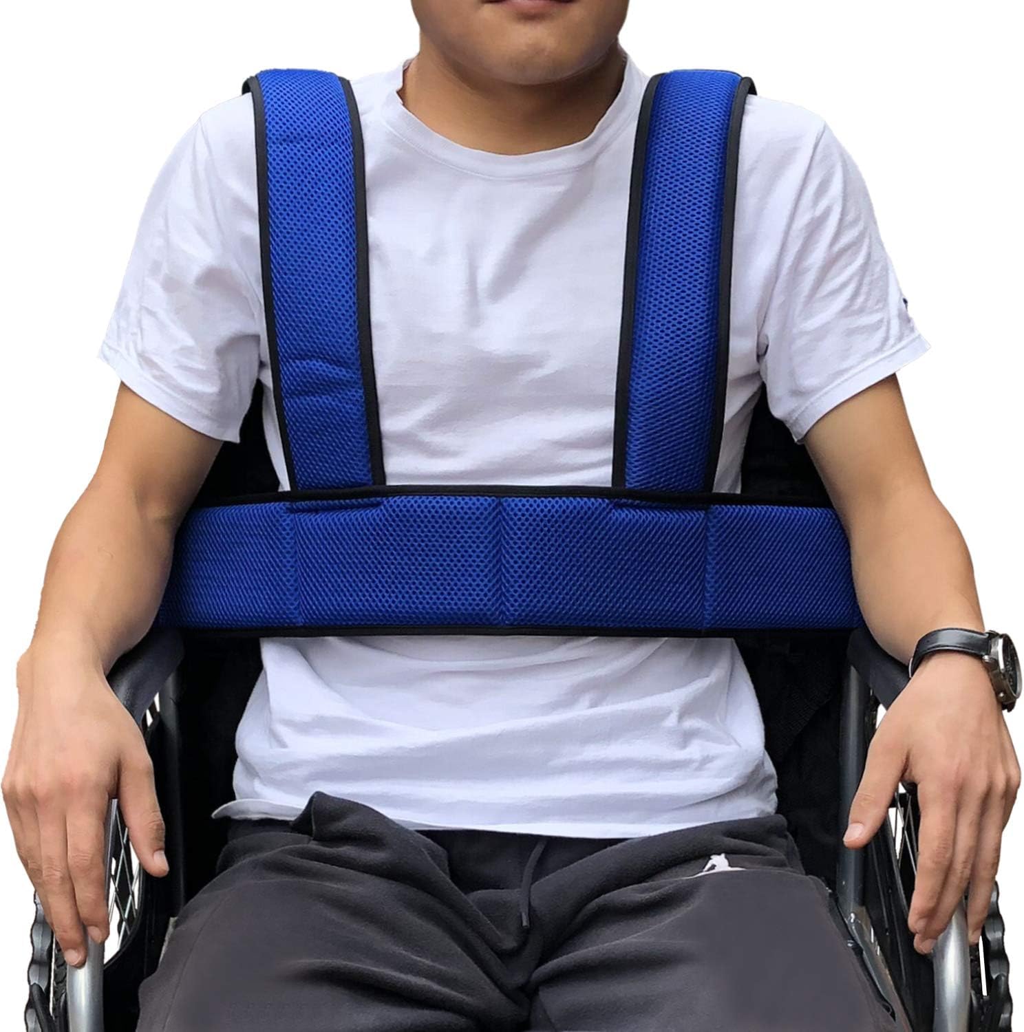 Wheelchair Seat Belt Torso Support Vest for Patient, Elderly & Disabled, Adjustable Full Body Harness Prevent Tilting or Falling & Keep User Upright, Chest Waist Band with Easy Release Buckles
