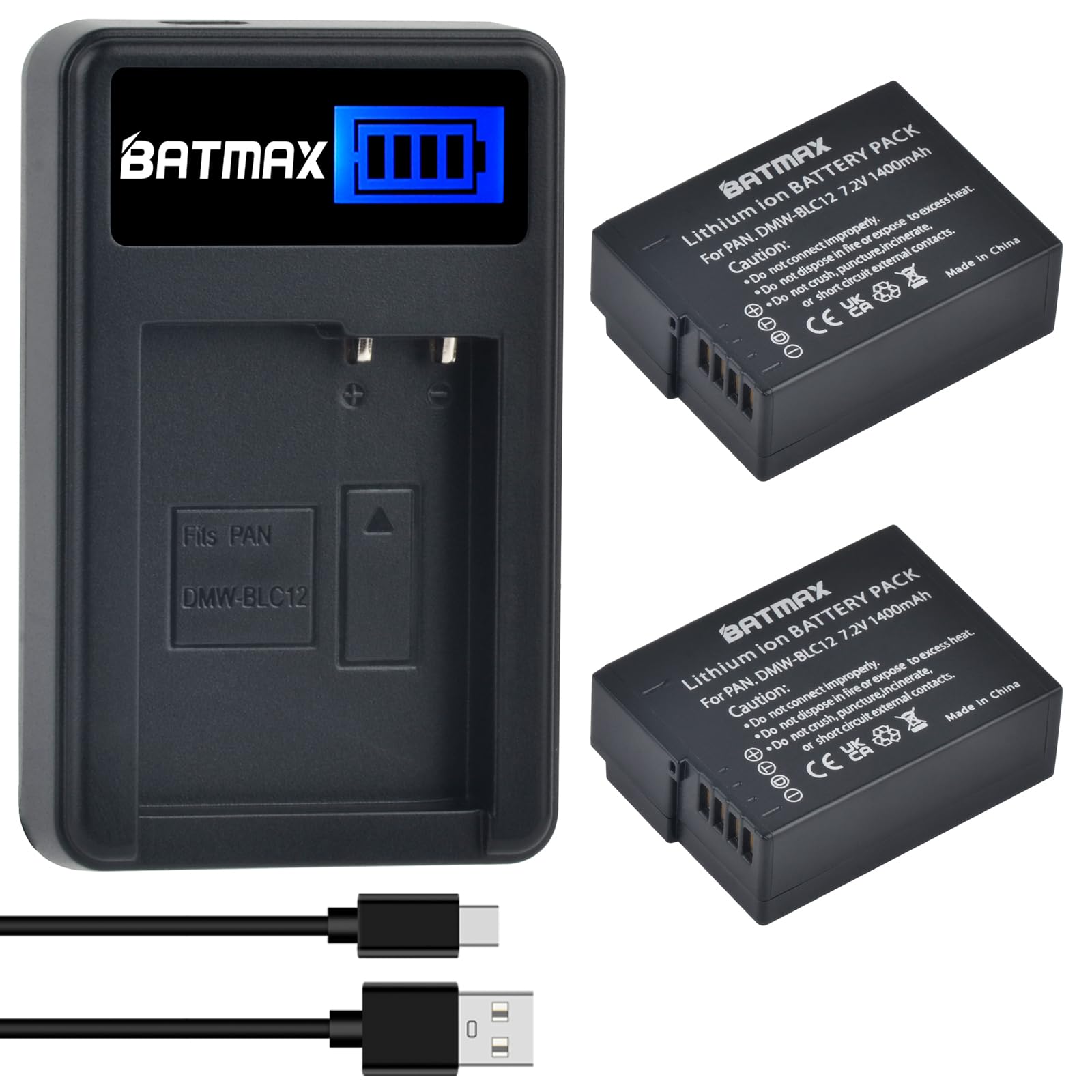 Amazon.com : Batmax 2X DMW-BLC12 Battery + Quick LCD Charger for