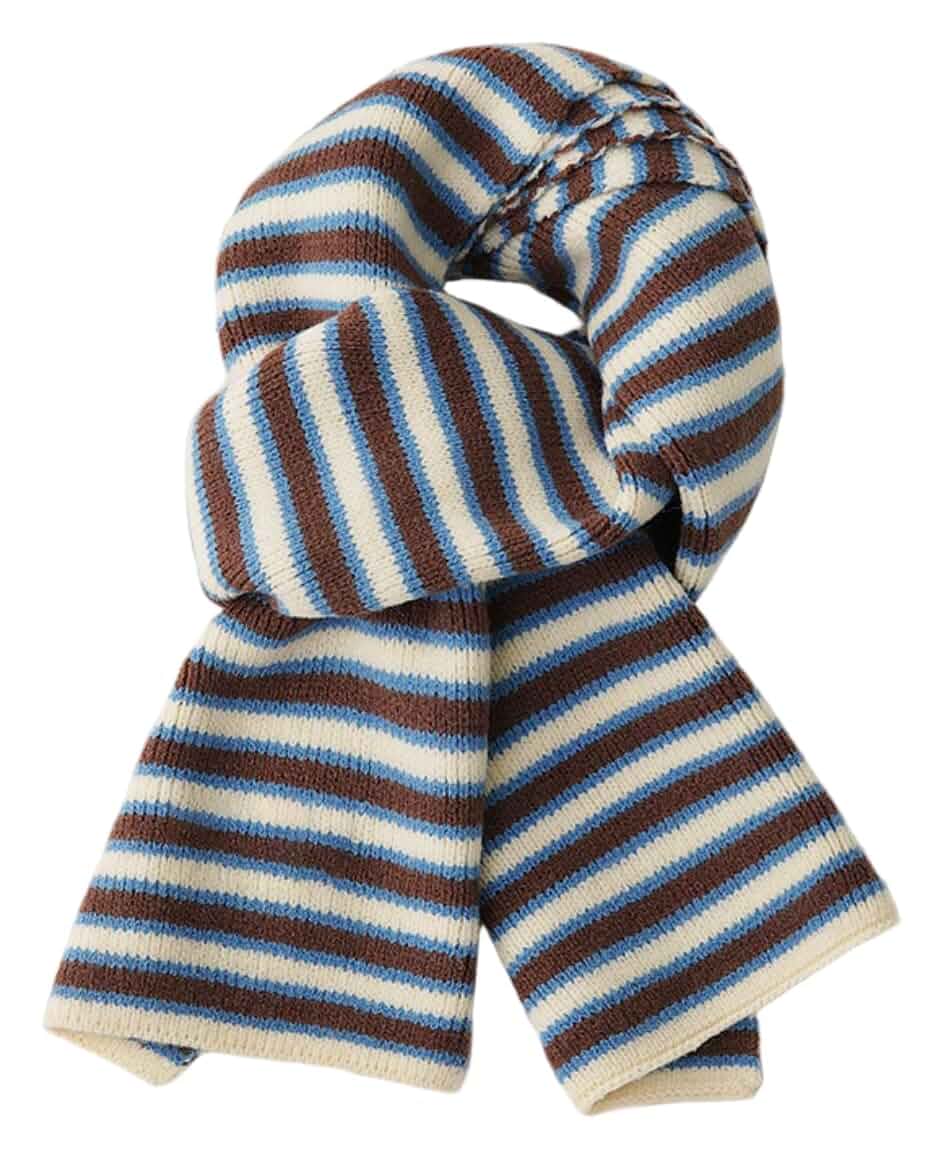 Jusavie Winter Stripe Scarf for Women Fuzzy Crochet Chunky Scarves Soft Knit Scarf Gifts Warm Neck Warmer Fashion Accessories Striped