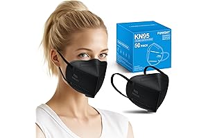 Funight KN95 Face Masks for Adults 50-Pack | Black Disposable Dust Face Mask
