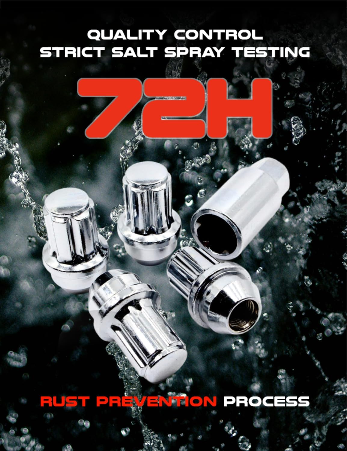 Set of 4 Veritek 14x2.0mm 2.0 Inch Length 22mm Key Hex Chrome Large Acorn Conical Seat Wheel Locks for Ford F-150 Expedition Lincoln Navigator Factory Wheels