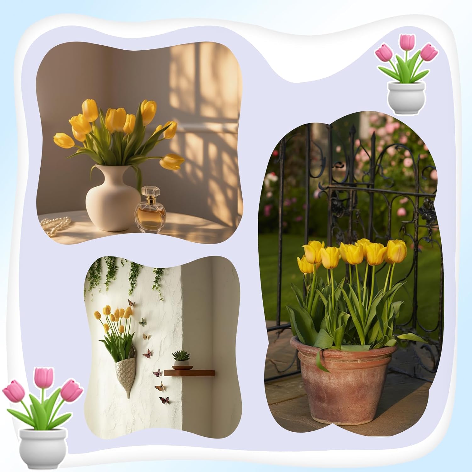 ucky 15PCS Yellow Fake Tulips Artificial Flowers Latex Natural Feel Tulips Fake Flowers for Decoration Faux Tulips Home Decor Mom Gifts