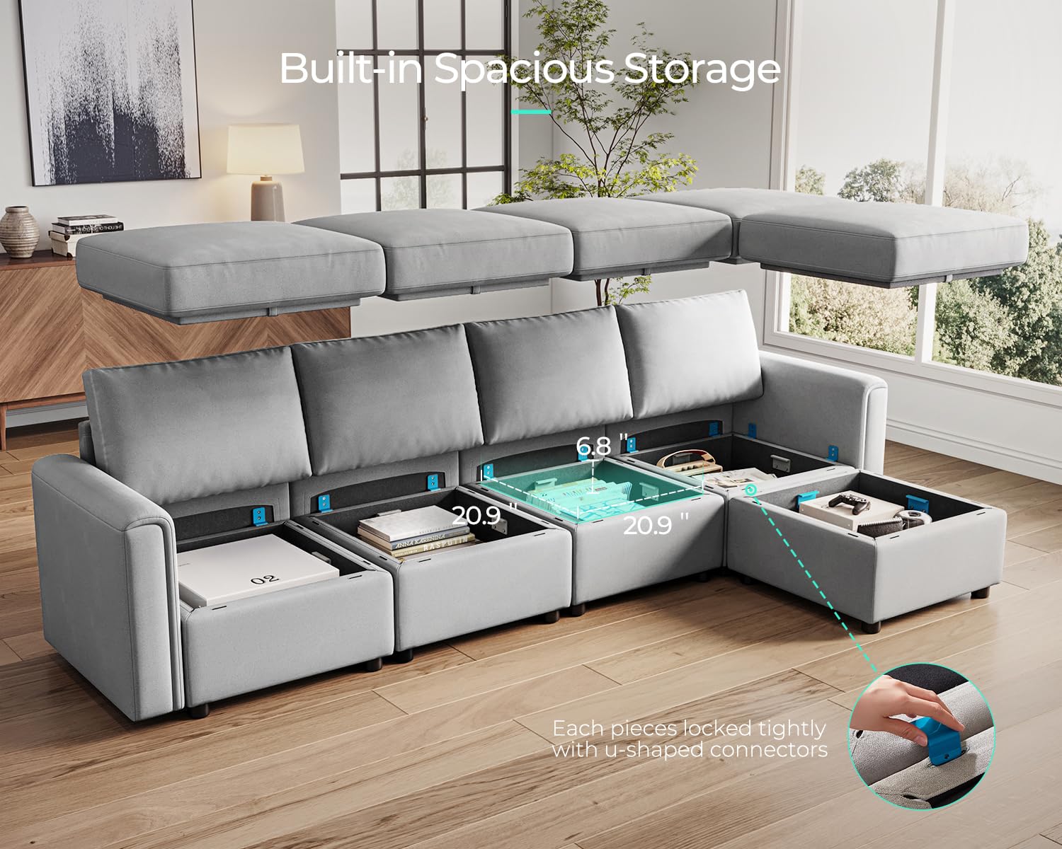 LINSY HOME Grey Sectional...B0B753977S