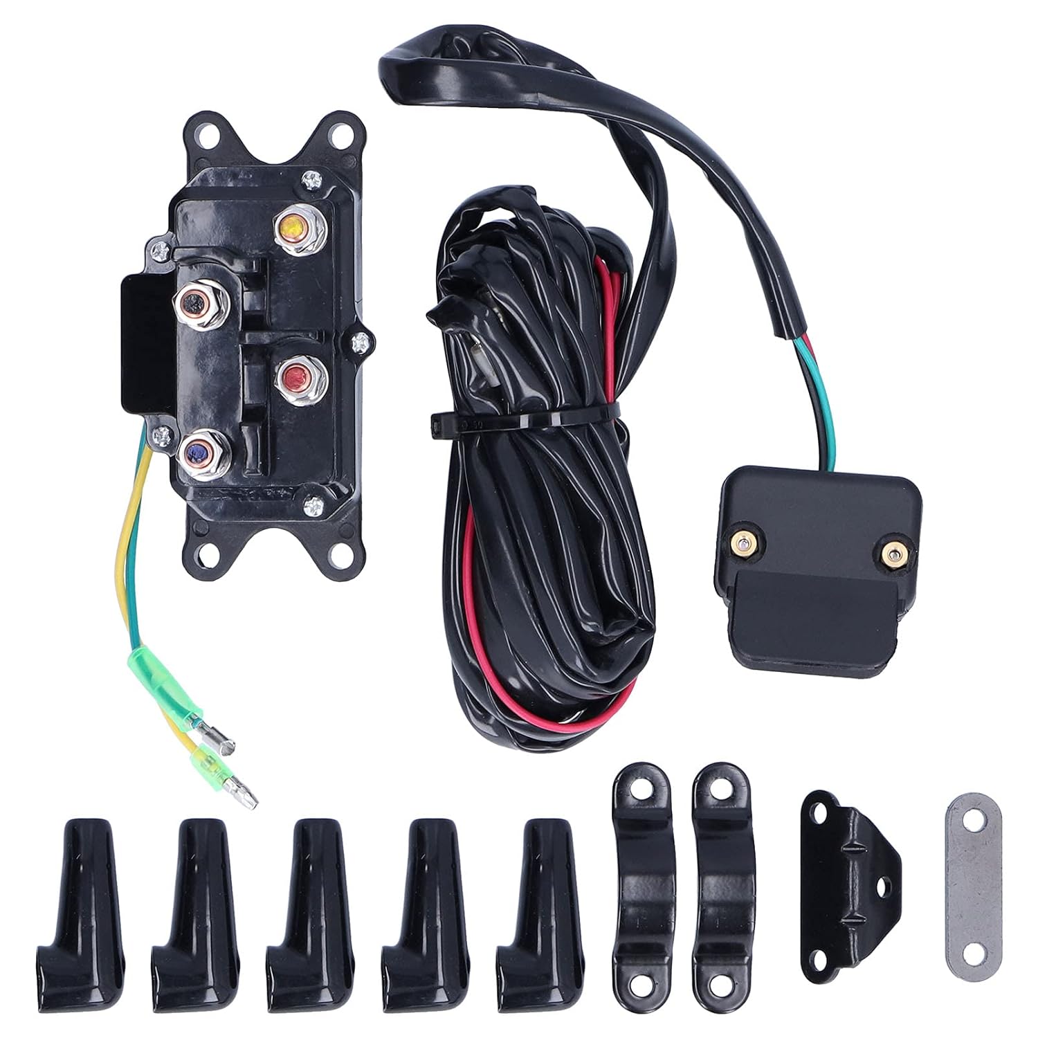 Winch Solenoid Relay Contactor Switch Kit with Mounting Brackets for ATV UTV Heavy Duty Winch Solenoid Relay Switch 12V 250A Winch Solenoid Relay Kit