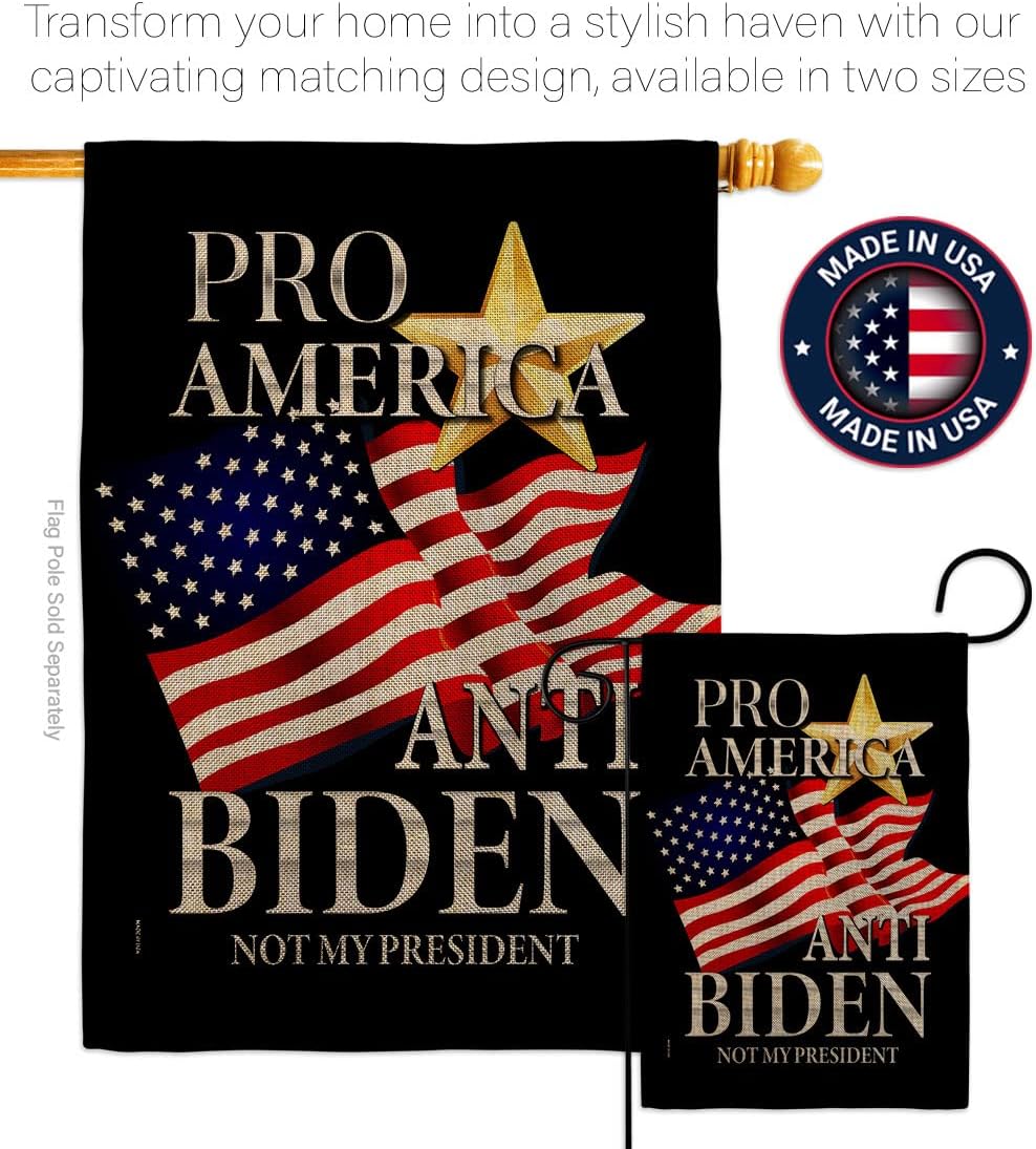 Pro America Anti Biden Burlap Garden House Flag-Set Americana Political President Democrat Republican Tea Party United State American Election Banner Small Yard Gift Double-Sided, Made In USA