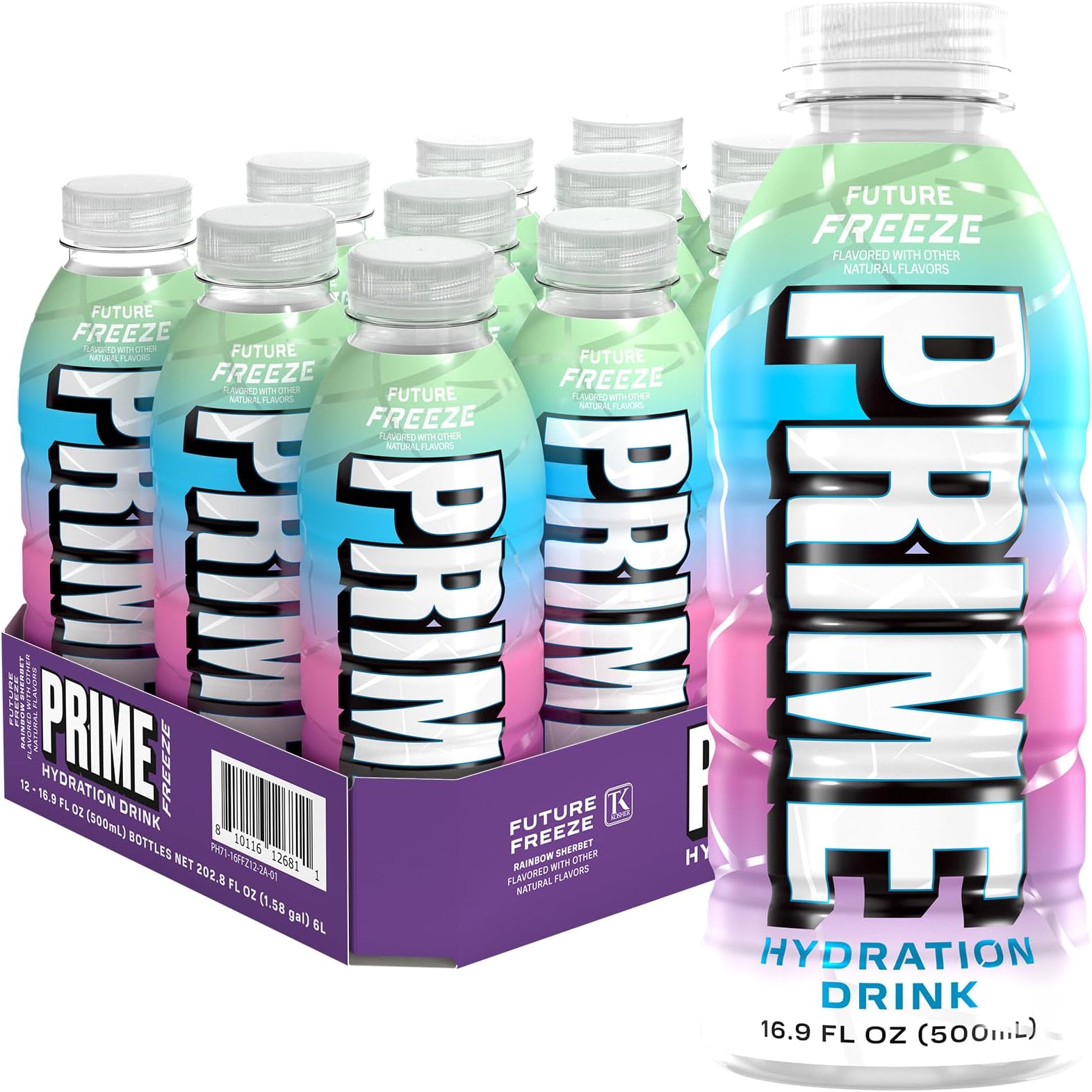 PRIME Hydration FUTURE FREEZE, Sports Drinks with Coconut Water, Electrolyte Enhanced to Replenish Fluids, Zero Added Sugar, B Vitamins, Antioxidants, Made with Natural Flavors, 16.9 Fl Oz 12 Pack