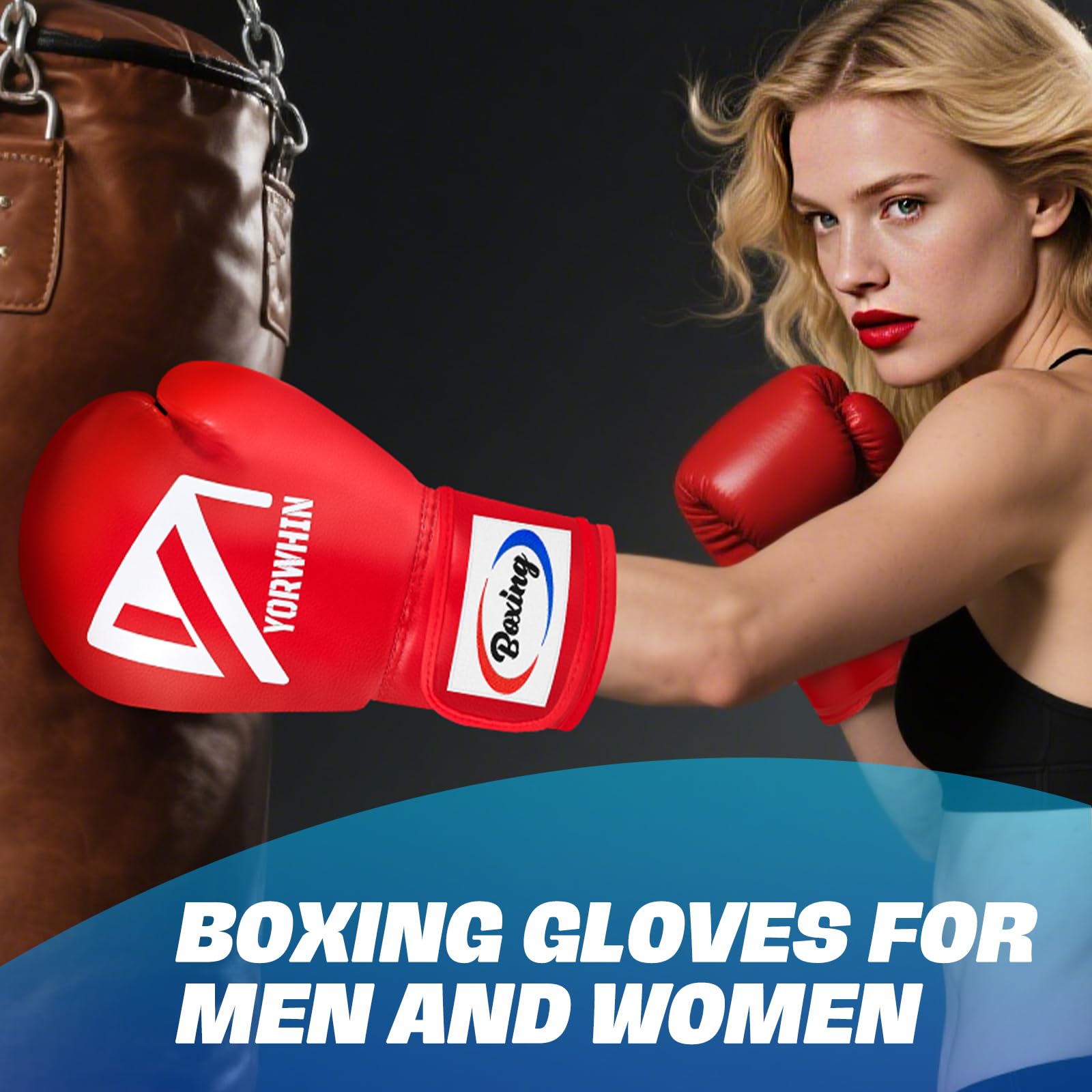 Guanti da Boxe MMA Uomo Donna Adulto per Sacco da Pugilato Kickboxing, Guanti da Pugno Pesante Muay Thai per Allenamento 12oz (Red)