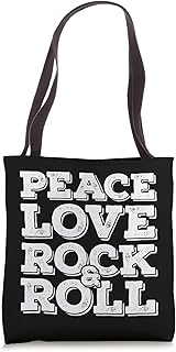 Rock N Roll Peace Love Rocker Message Music Gift Tote Bag