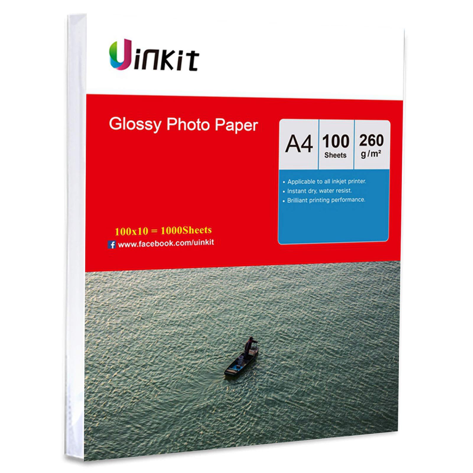 Papier fotograficzny A4 gruby 260 g/m2 - 1000 arkuszy o wysokim połysku biały papier atramentowy do druku atramentowego obraz Uinkit