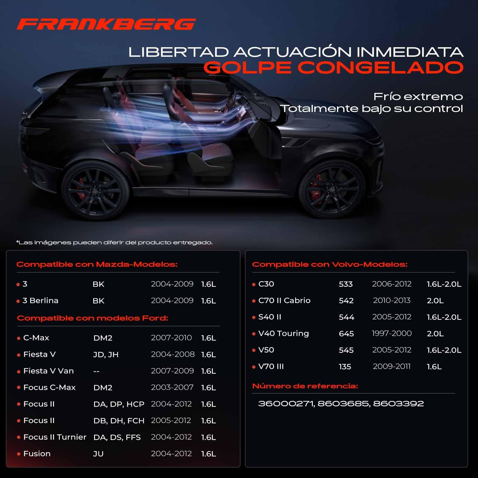 Frankberg Compresor de aire acondicionado con embrague Diesel Compatible con C-Max DM2 Fiesta V JD JH Focus II Fusion JU 3 BK V50 545 V70 III 135 Replace# 36000271, aceite premezclado