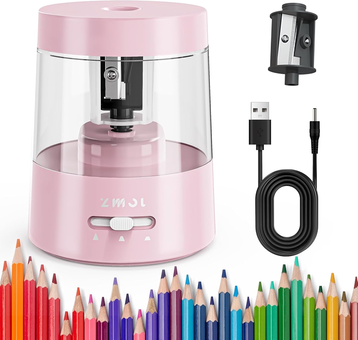 ZMOL Electric Pencil Sharpener,Portable Small Battery Powered Pencil Sharpeners for Kids,Electric Pencil Sharpener Battery Operated,Suitable for No.2/Colored Pencils(6-8mm) Pink