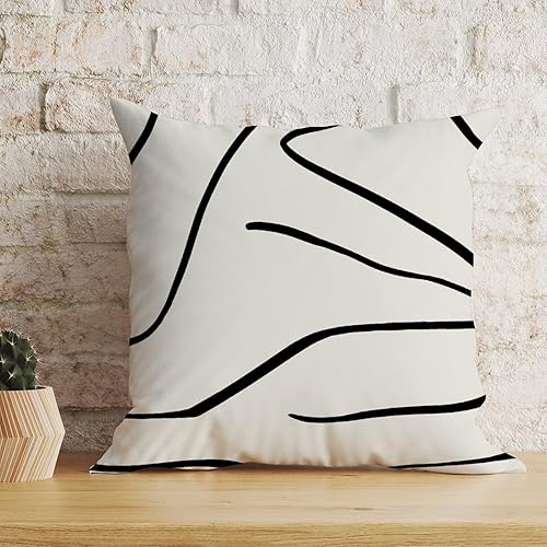 Miniatura 4 de MangGou Funda de almohada geométrica de rayas negras estilo chinoiserie para el hogar, funda de cojín decorativa para el hogar, fundas de almohada