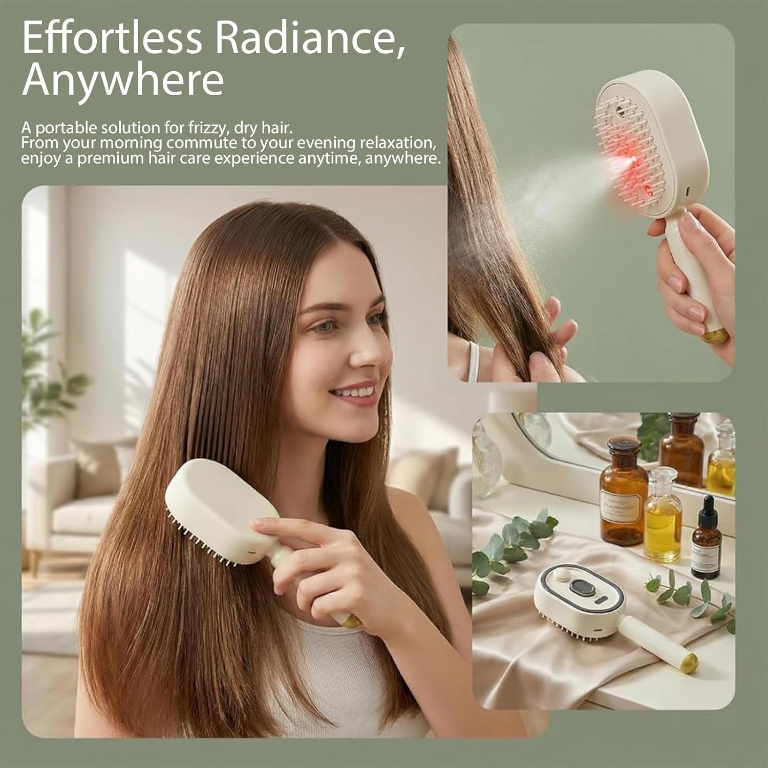 2026 New Electric Steam Brush for Hair,Press,Comb,and Mist Simultaneously,Electric Spray Air Cushion Massage Comb,Anti-Frizz Technology,Plastic Brush for Wet/Dry Care for Salon Use (Blue,2pcs)