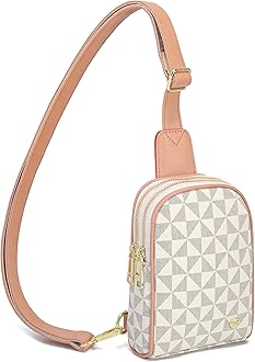 INICAT Travel Small Sling Bag Leather Crossbody Bags for Women Fanny Packs Cross Body Bag for Woman Cross Body Purses, White Blue Checkered, Small, Modern, Minimalist, Retro