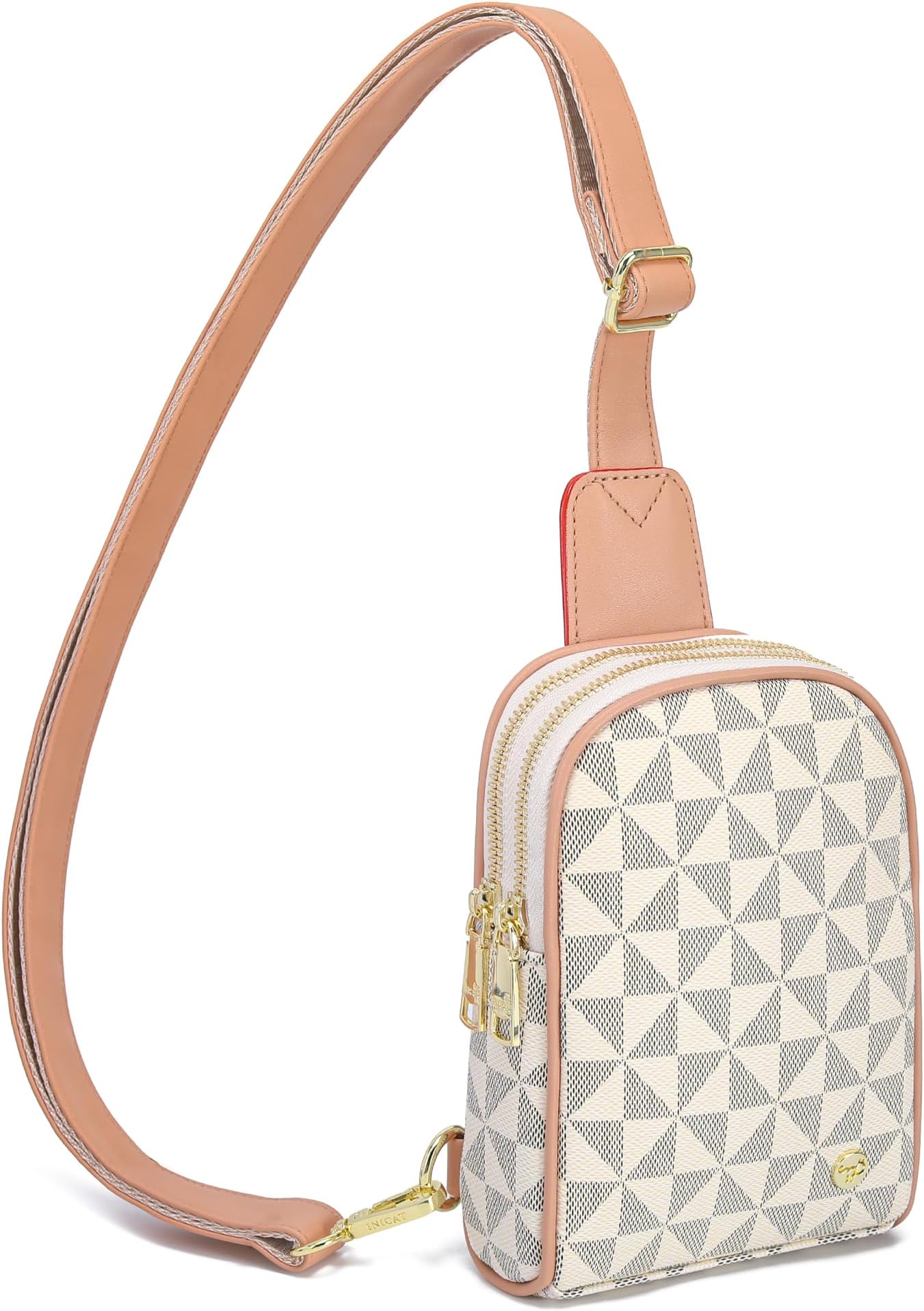Travel Small Sling Bag Leather Crossbody Bags for Women Fanny Packs Cross Body Bag for Woman Cross Body Purses, White Blue Checkered, Small, Modern, Minimalist, Retro