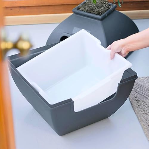 Miniatura 150 de Good Pet Stuff Kit original de caja de arena oculta y forro reutilizable, maceta redonda cerrada con plantas artificiales, sistema de filtro de olor